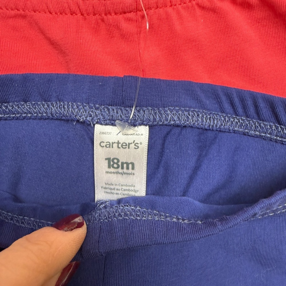 Carters Girls 18M Leggings 2 Pack Pink Navy Blue Ribbed Knit Elastic Waist NEW - Picture 3 of 11